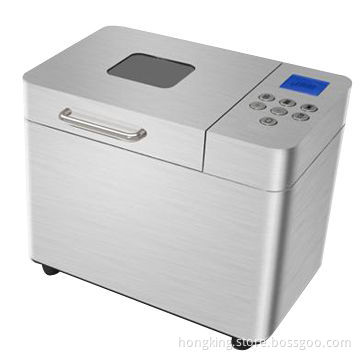 Stainless steel bread maker with LCD display and big viewing window, AC motor, 18 auto programs